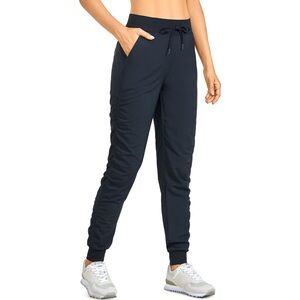 EUC CRZ YOGA S Women's Lightweight Workout Joggers 27.5" Ruched Navy